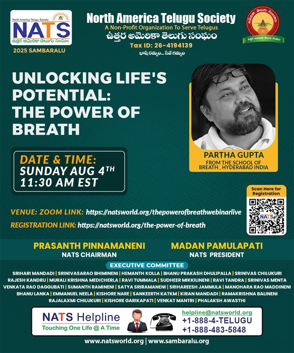 NATS Webinar on Unlocking life’s Potential : Power of Breath by Partha Gupta
