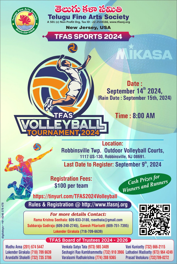 TFAS – Announcing 2024 Sports Tournament Volleyball, Tennis, Cricket, Badminton