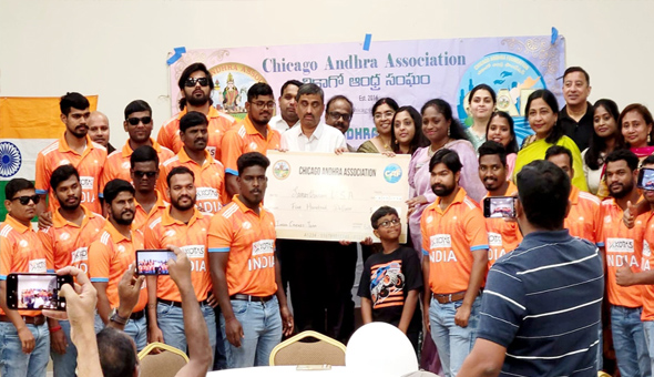 అంధ క్రికెటర్ల జట్టు కు చికాగో ఆంధ్ర సంఘం మద్దతు