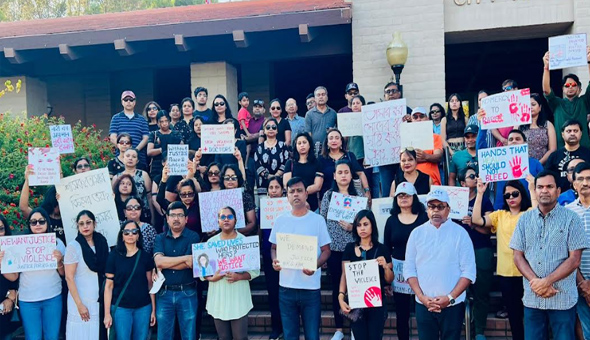 Peaceful protest by California Sacramento-based Indian Americans
