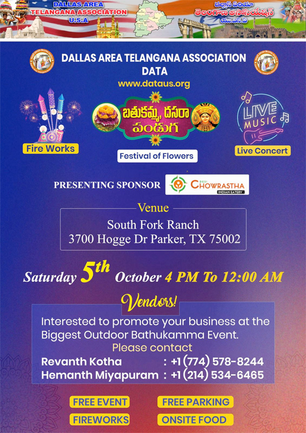DATA – 2024 Bathukamma Event Vendor Registration