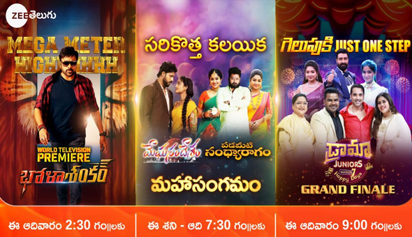 Zee Telugu’s unlimited bonanza this weekend with premiere of Bhola Shankar, DJ7 grand finale part 1 & Mahasangamam special episode!