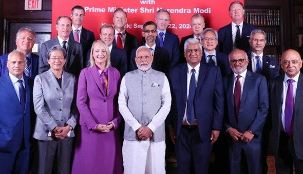 భారత్లో పెట్టుబడులు పెట్టండి .. టెక్ సీఈఓలకు మోదీ పిలుపు భారత్లో పెట్టుబడులు పెట్టండి .. టెక్ సీఈఓలకు మోదీ పిలుపు