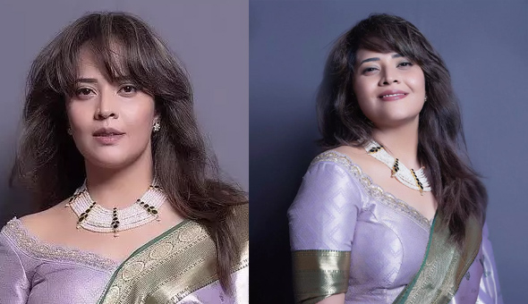 శారీలో క్రేజీ లుక్స్‌లో అన‌సూయ‌